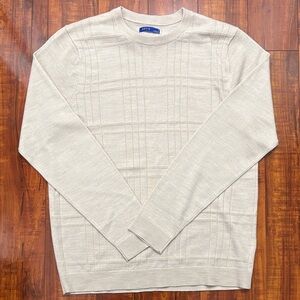 Apt. 9 Men's Light Cream Crewneck Sweater with Subtle Grid Texture